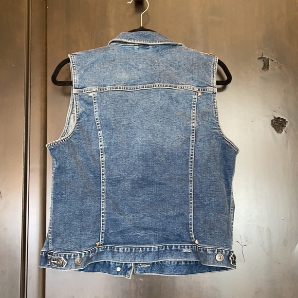 Vince Camuto Two Denim Jean Silver Studded Vest L - Picture 2 of 4
